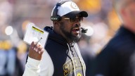 Steelers rookie Kaleb Johnson will watch from the bench after kick