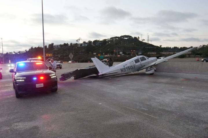Pilot who landed on California freeway said engine sputtered after fuel tanks switched