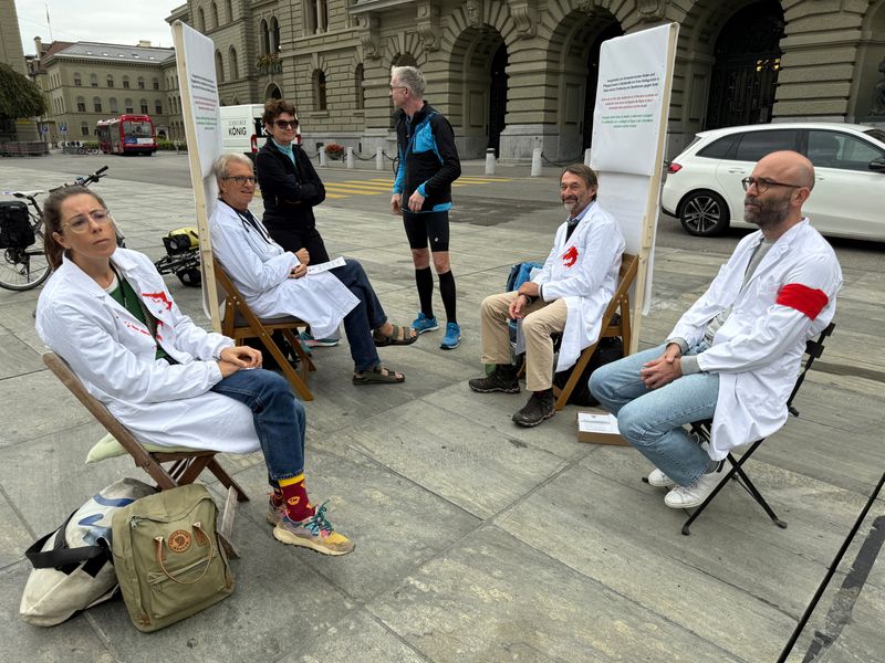 Swiss medics start hunger protest over Gaza outside parliament