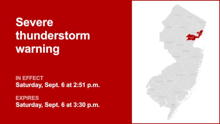 Update: Thunderstorms with penny-sized hail and damaging winds in Hudson and Union counties Saturday