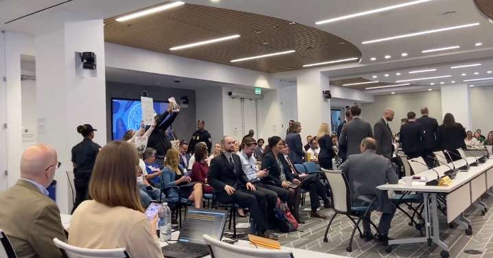 WATCH: Protestors Crash FCC Meeting to Call For Brendan Carr to be Fired