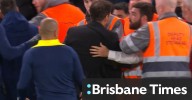 Simeone sent off after confronting fans