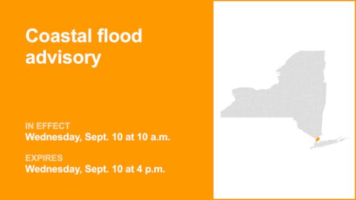 NY weather: Coastal flood advisory issued for Westchester County until early Wednesday evening