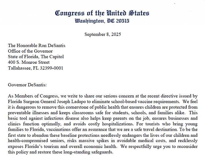 Democrats urge DeSantis to reconsider eliminating vaccine mandates