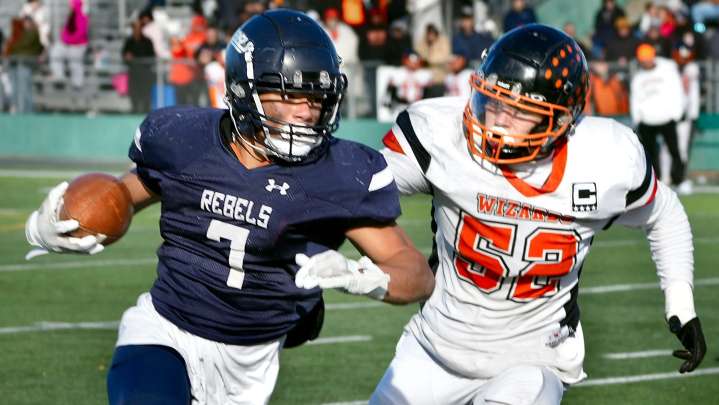 SK's Dominic Burke grabs an interception vs. Portsmouth football