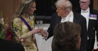 'Radiant' Kate glitters in gold at banquet for Trump