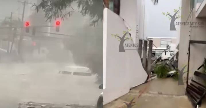 Fuertes lluvias provocan derrumbe de una casa en Monterrey, Nuevo León