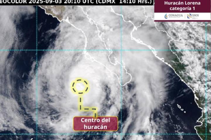 Huracán ‘Lorena’, en categoría 1, ¿cuál será su trayectoria por México?