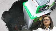 Camión cae socavón de 8 metros de profundidad en las calles de Iztapalapa