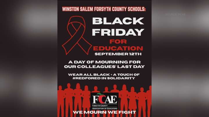 Forsyth County educators wear black in solidarity as the Reduction in Force plan takes effect