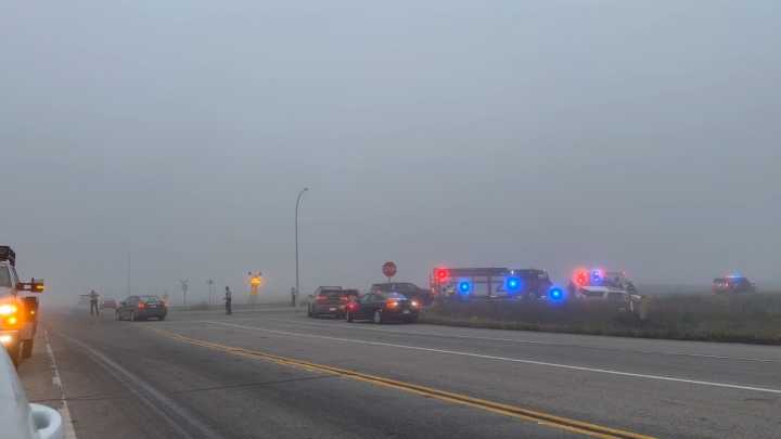 North Moorhead crash draws large first responder presence, slows traffic amid foggy conditions