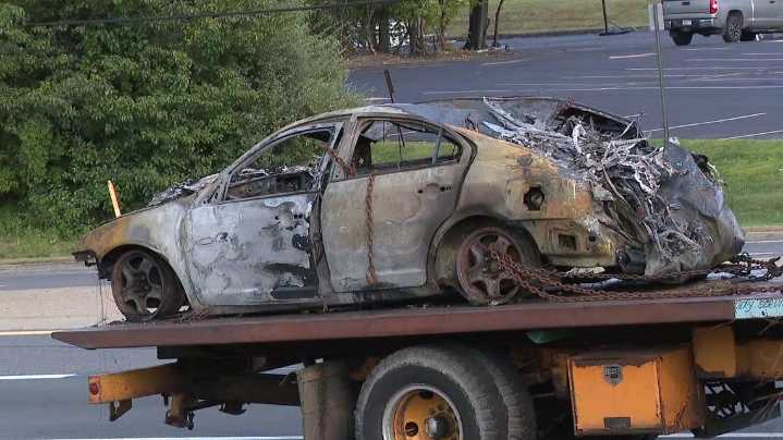 Fire damages car after hitting transformer in Luzerne County