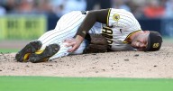 Padres reliever Jason Adam carted off the field with ruptured quadriceps tendon