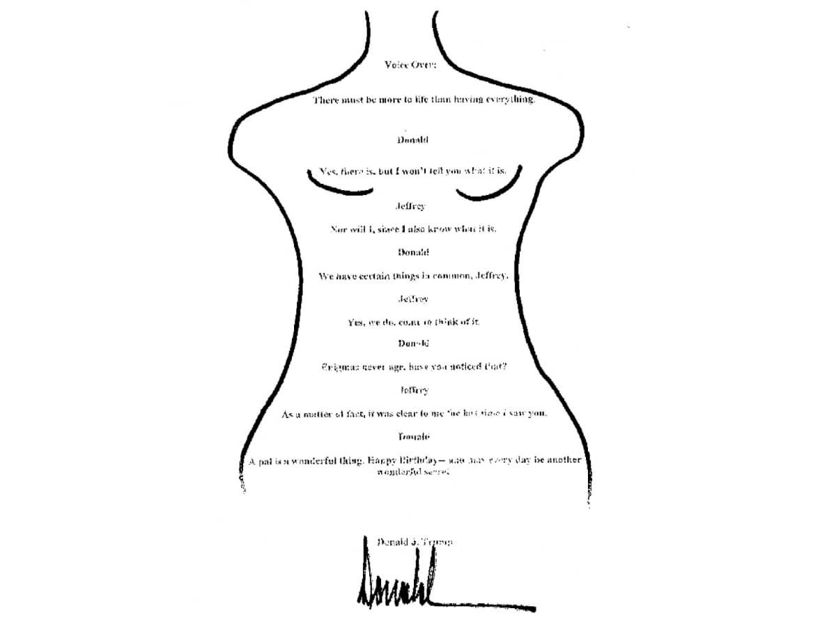 Revelan carta obscena de Trump a Epstein