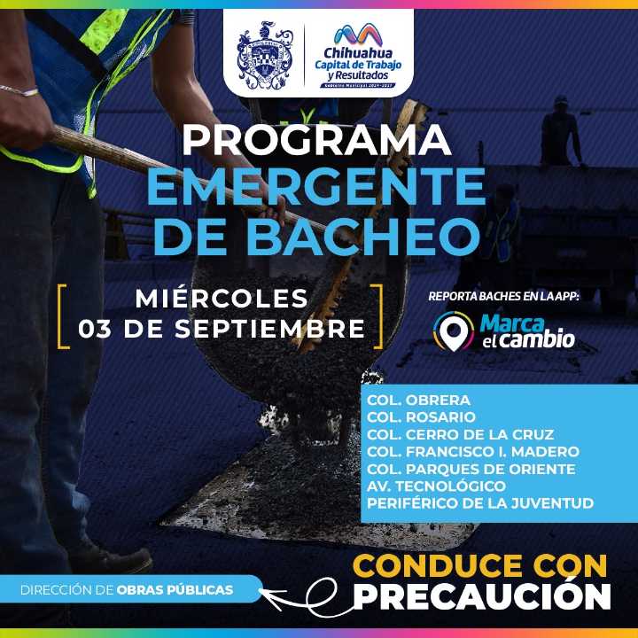 Programa de bacheo del Municipio estará en estas colonias este 3 de septiembre