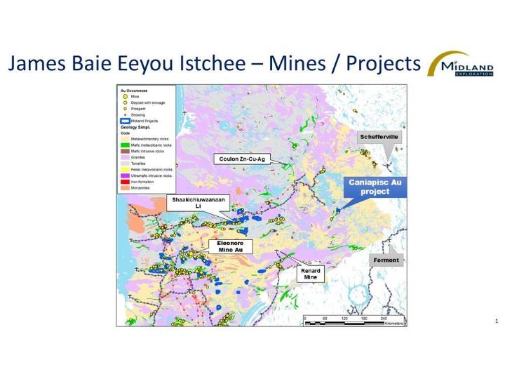 Midland Commences a Follow Up Program on Its New Discovery of Gold-Zinc-Silver Mineralization at The Caniapisc Au Project, James Bay