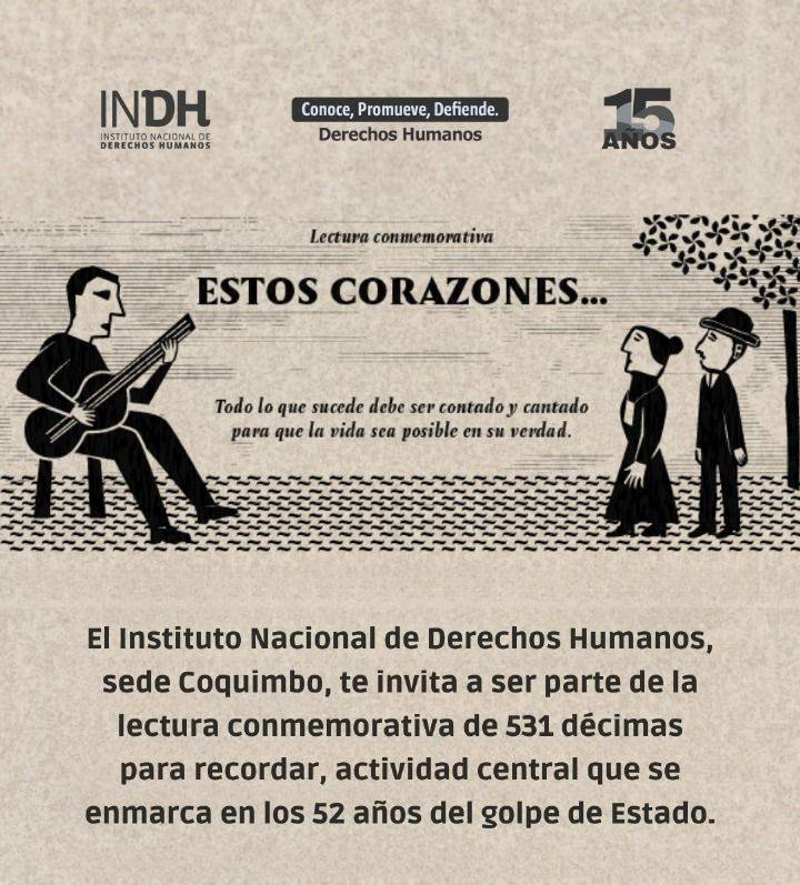 INDH Coquimbo invita a conmemoración “Estos Corazones” en el marco de los 52 años del golpe de Estado
