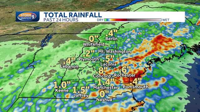 More rain showers moving through New Hampshire on Sunday