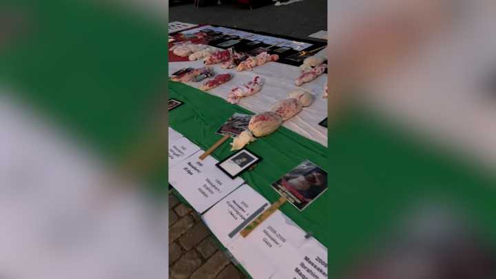 Shrouded dolls in Stockholm honour Gaza’s killed children