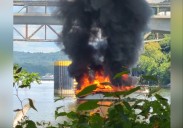 1 hospitalized after boat catches fire on Allegheny River