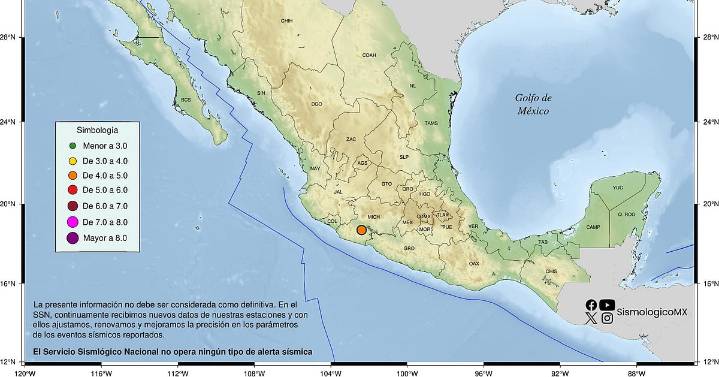 Sismo de magnitud 4.0 se registra al sur de Apatzingán, Michoacán