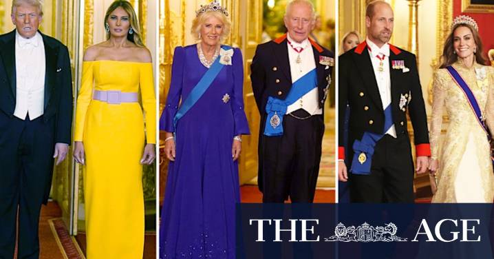 Donald Trump and royals arrive for state banquet