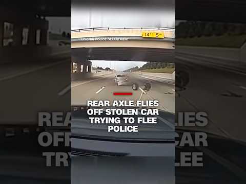 Rear axle flies off stolen car trying to flee Michigan police