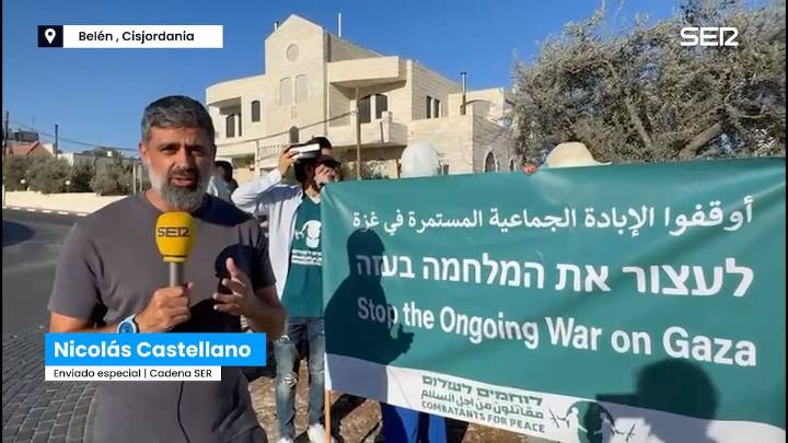 Manifestación conjunta por la paz entre israelíes y palestinos en Belén (Cisjordania)