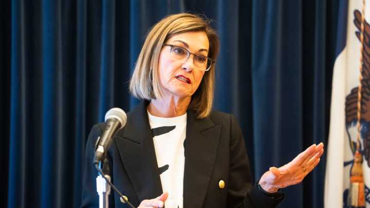 See photos as Gov. Kim Reynolds holds a news conference on education
