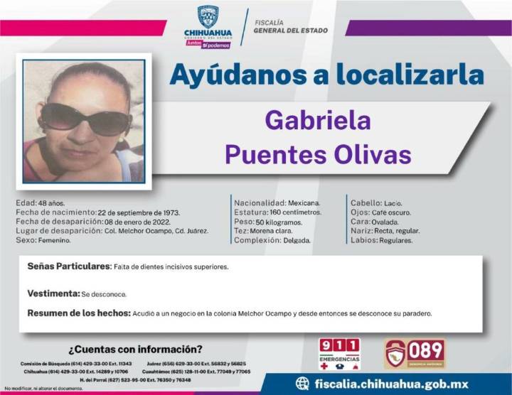 Realiza FEM pega de pesquisas de mujeres ausentes en zona Centro de Ciudad Juárez