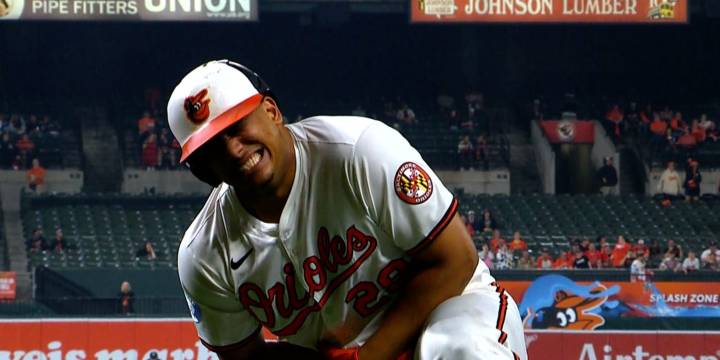 Samuel Basallo exits after hit by pitch