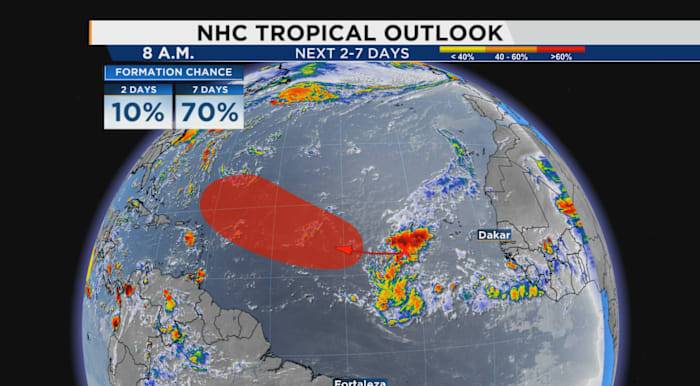 Tropical wave over eastern Atlantic has high chance for tropical formation