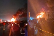 Video: Se registra fuerte choque e incendio en el Circuito Exterior Mexiquense; circulación cerrada