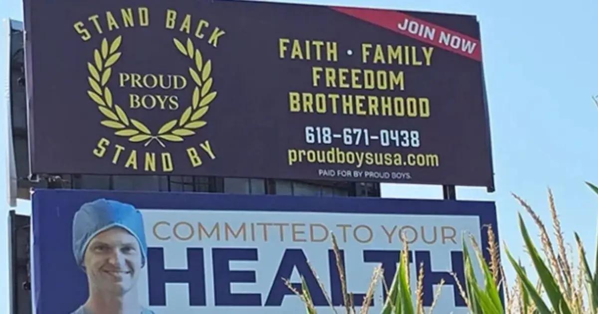 Proud Boys billboard in Illinois sundown town removed  