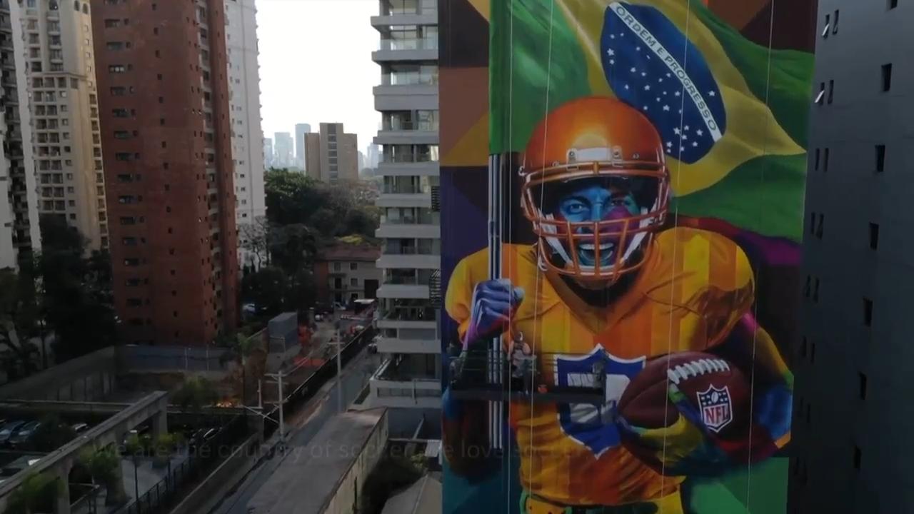 São Paulo embraces the NFL spirit with a giant installation and murals throughout the city