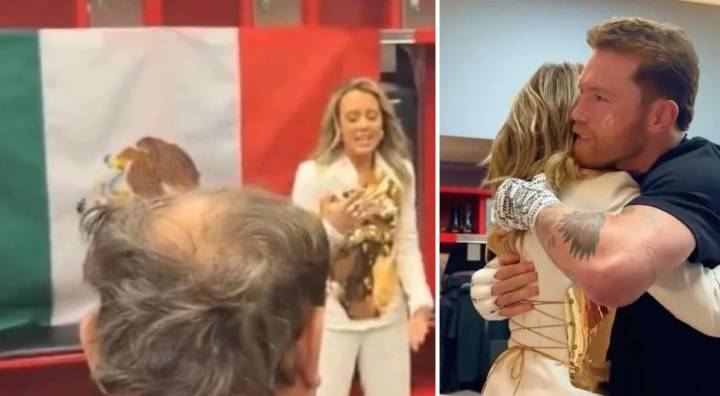 Fey canta el Himno Nacional en privado durante la pelea del Canelo