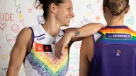 AFLW: Fremantle Dockers players help pen hearts on Pride Round jumper