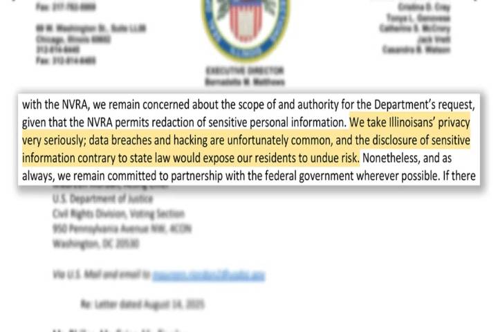 Illinois elections board refuses to give DOJ sensitive voter data