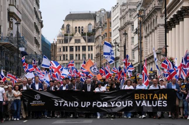 Thousands march to protest ‘wave of anti-Semitism’ after Gaza protests