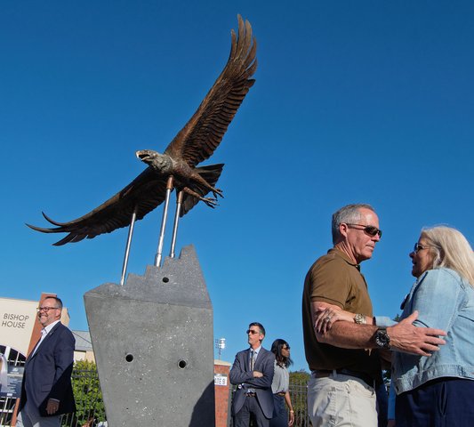 Statue of Freedom is unveiled to honor bald eagle's his legacy at Georgia Southern