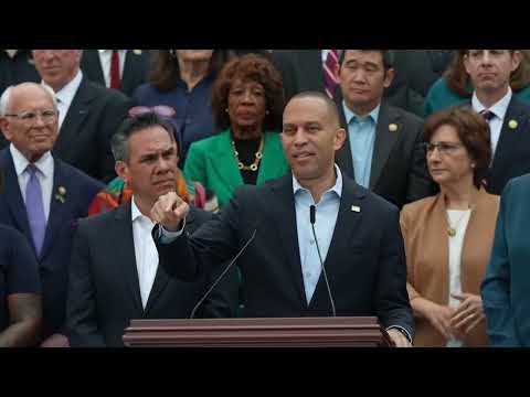 Trump AI video slammed by Hakeem Jeffries at government shutdown press conference