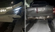 Colisión simple entre un colectivo y una camioneta