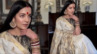 Celina Jaitly Elevates Festive Dressing In A Gold And Ivory Swarnachari Saree