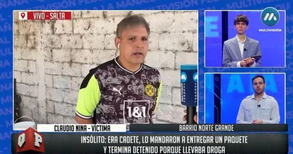 Era cadete, lo mandaron a entregar un paquete y no sabía que llevaba droga