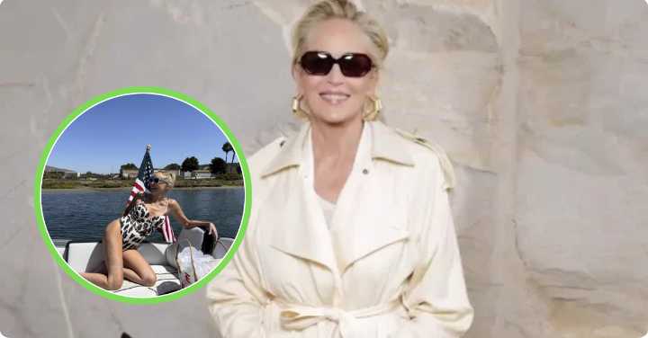Sharon Stone, 67, Is All Legs In Animal-Print Swimsuit During LA Boat Day
