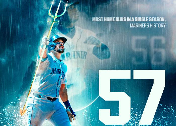 Cal Raleigh, máximo jonronero de los Marineros de Seattle en una temporada