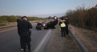 Una vaca provocó un violento vuelco en la Ruta 50 y murió tras el impacto