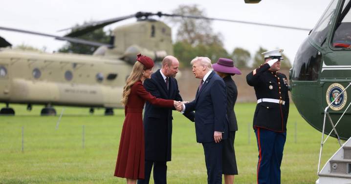 Trump salutes William and Kate as he arrives at Windsor to US national anthem