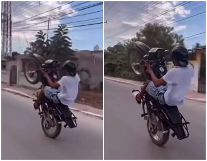 Joven motociclista hace peligrosas acrobacias en calle de Tizimín
