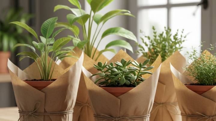 No es por estética: para qué sirve envolver las macetas de las plantas con papel kraft